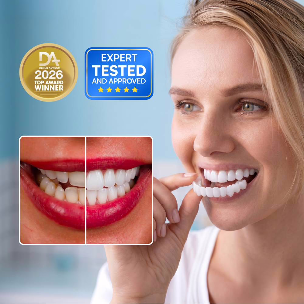 Stralende glimlach dankzij de afneembare tandfacetten van WellaSmile