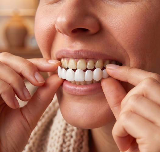 Stap 2: zachtjes bijten om WellaSmile te vormen