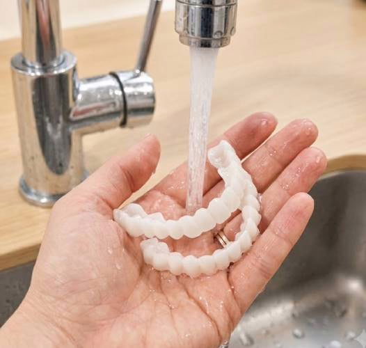Stap 3: WellaSmile laten uitharden onder koud water
